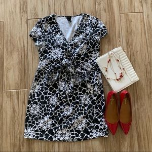 Rgl New York black & white tie-waist mini-dress